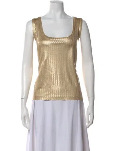 Pre-owned St John Silk Patterned Top In Brown