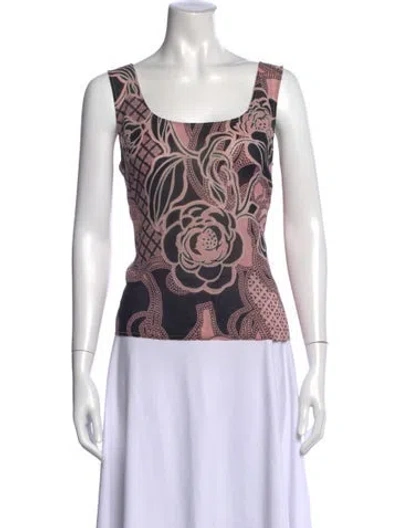 Pre-owned St John Silk Patterned Top In Multi