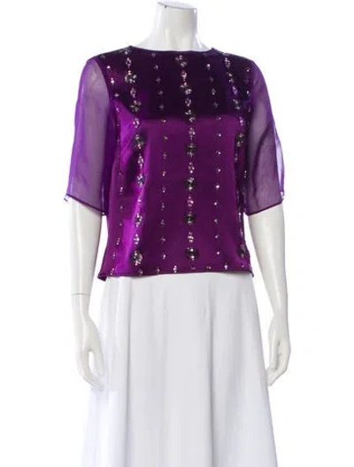 Pre-owned St John Silk Patterned Top W/ Tags In Purple