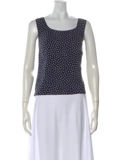 Pre-owned St John Silk Polka Dot Print Top In Blue