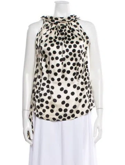 Pre-owned St John Silk Polka Dot Print Top In Neutral