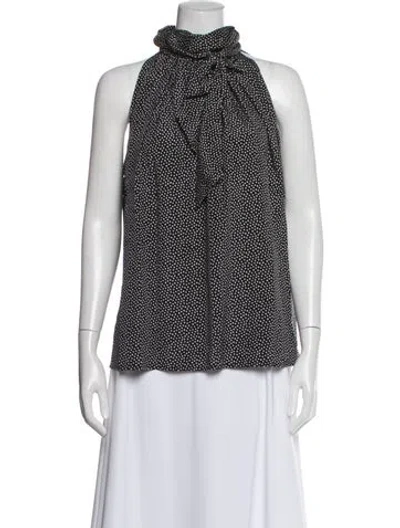 Pre-owned St John Silk Polka Dot Print Top W/ Tags In Blue