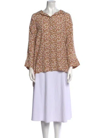 Pre-owned St John Silk Printed Blouse In Neutral