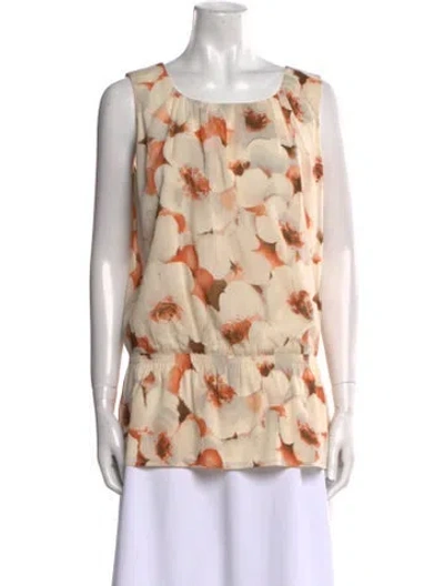 Pre-owned St John Silk Printed Blouse In Neutral