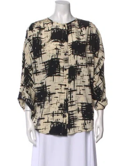 Pre-owned St John Silk Printed Blouse In Neutral