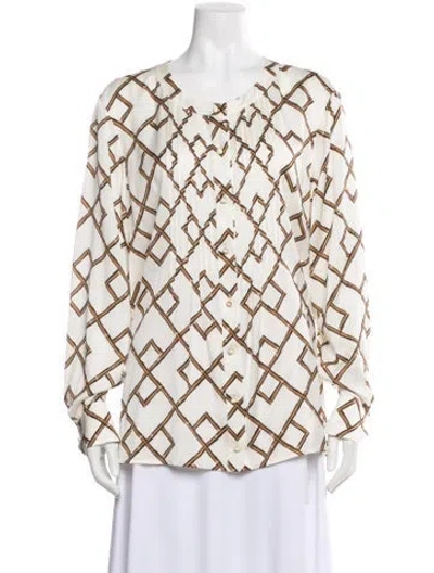 Pre-owned St John Silk Printed Blouse In Neutral