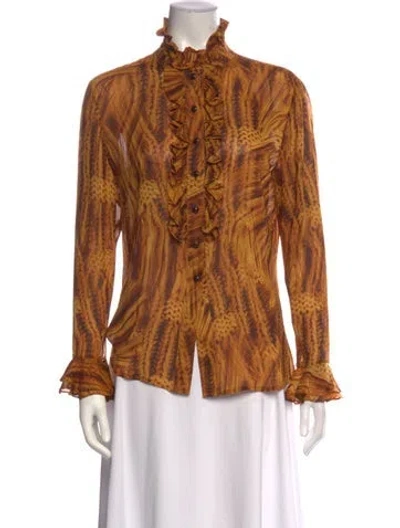 Pre-owned St John Silk Printed Blouse In Neutrals