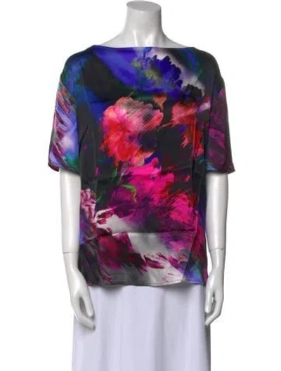 Pre-owned St John Silk Printed Blouse In Purple