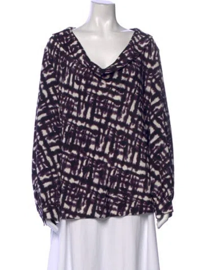 Pre-owned St John Silk Printed Blouse In Purple