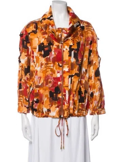 Pre-owned St John Silk Printed Jacket In Orange
