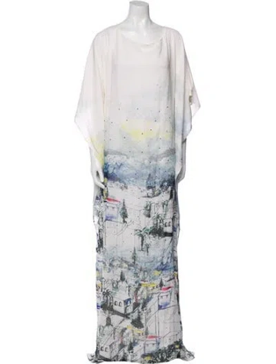 Pre-owned St John Silk Printed Robe W/ Tags In Multi