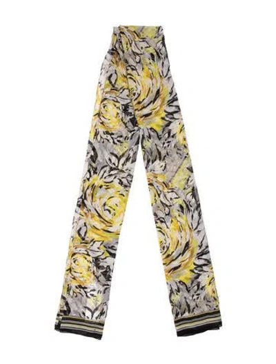 Pre-owned St John Silk Printed Scarf In Black