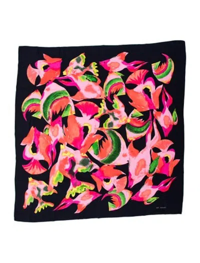 Pre-owned St John Silk Printed Scarf In Blue