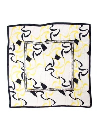 Pre-owned St John Silk Printed Scarf In Neutral