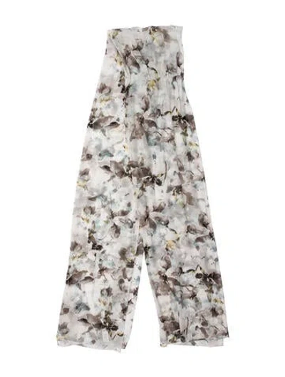 Pre-owned St John Silk Printed Scarf W/ Tags In Neutral