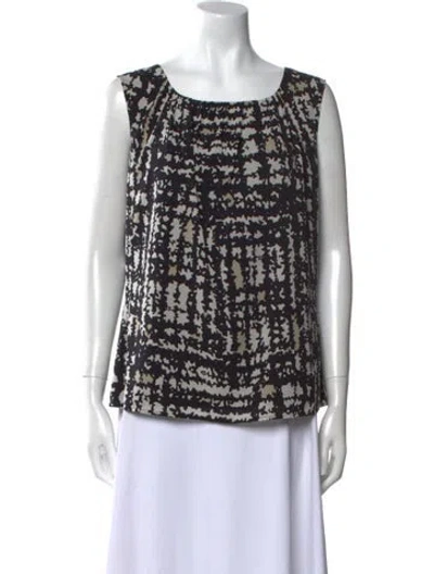 Pre-owned St John Silk Printed Top In Black