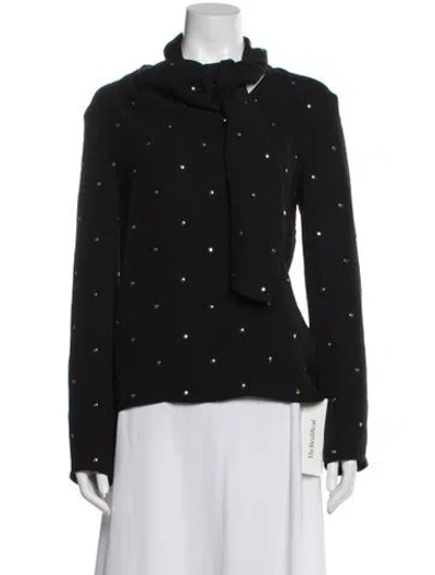 Pre-owned St John Silk Printed Top In Black