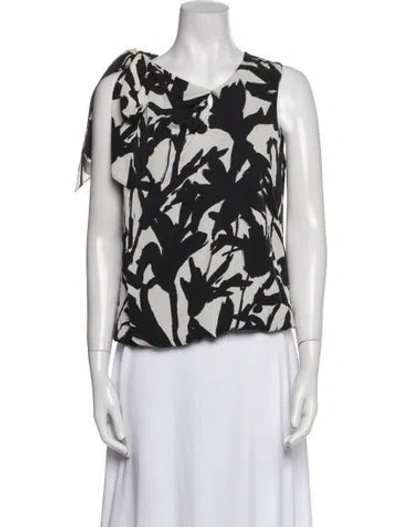 Pre-owned St John Silk Printed Top In Blue