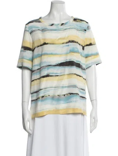 Pre-owned St John Silk Printed Top In Blue