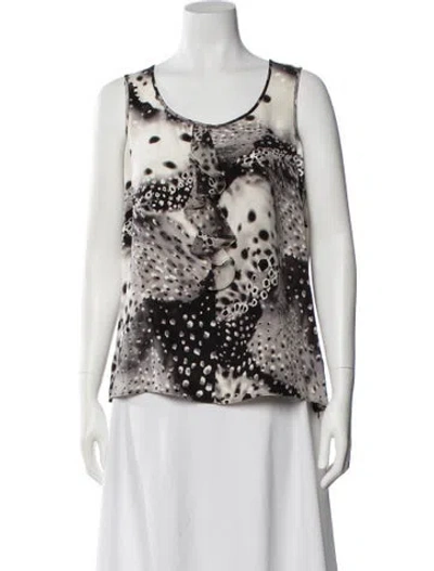 Pre-owned St John Silk Printed Top In Gray