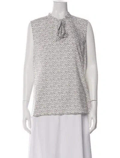 Pre-owned St John Silk Printed Top In Green