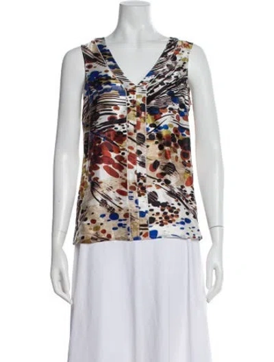 Pre-owned St John Silk Printed Top In Multi