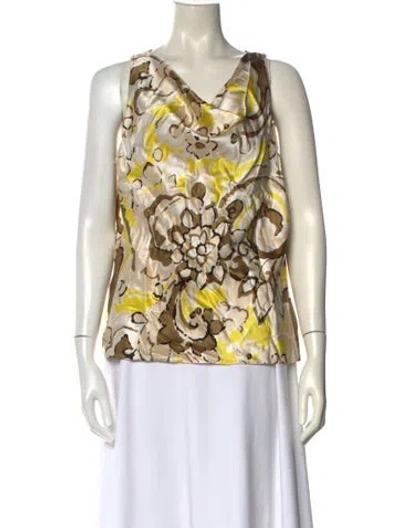 Pre-owned St John Silk Printed Top In Neutral