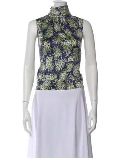 Pre-owned St John Silk Printed Top In Neutral