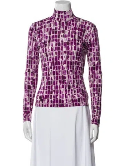 Pre-owned St John Silk Printed Top In Purple