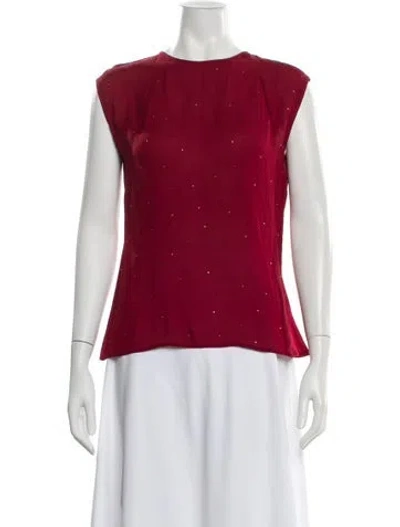 Pre-owned St John Silk Printed Top In Red