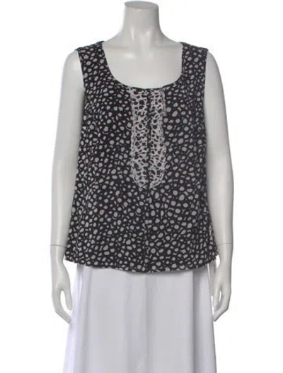 Pre-owned St John Silk Printed Top In White