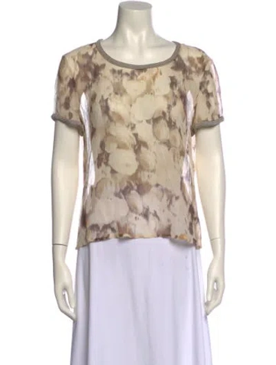 Pre-owned St John Silk Printed T-shirt In Neutral