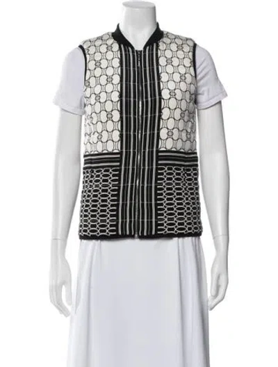 Pre-owned St John Silk Printed Vest In Black