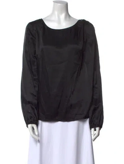 Pre-owned St John Silk Scoop Neck Blouse In Black