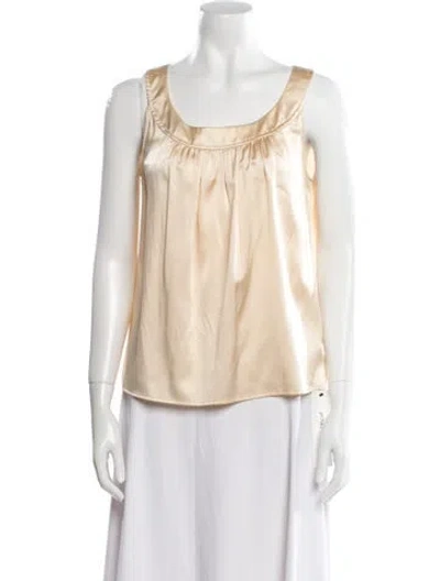 Pre-owned St John Silk Scoop Neck Blouse In Gold