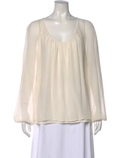 Pre-owned St John Silk Scoop Neck Blouse In Neutral