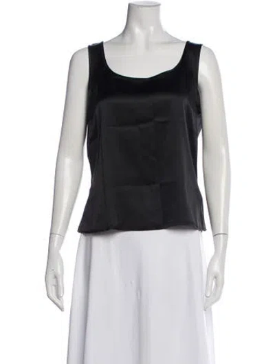Pre-owned St John Silk Scoop Neck Top In Black