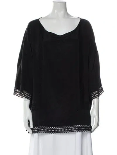 Pre-owned St John Silk Scoop Neck Top In Black