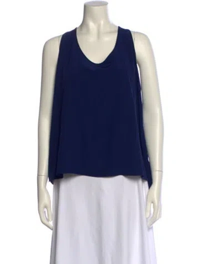 Pre-owned St John Silk Scoop Neck Top In Blue