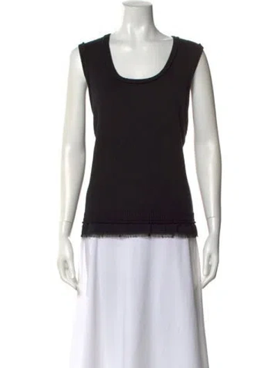 Pre-owned St John Silk Scoop Neck Top In Blue