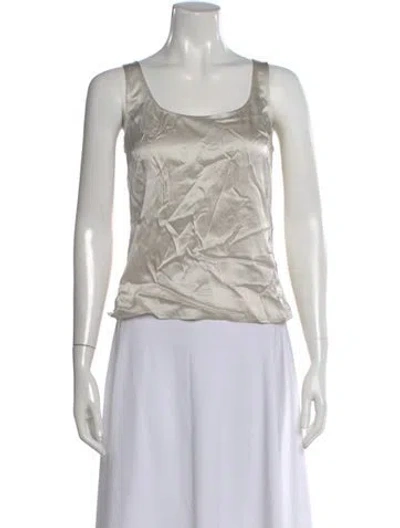 Pre-owned St John Silk Scoop Neck Top In Gray