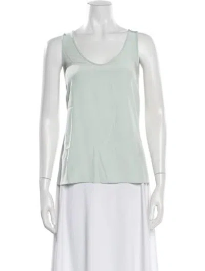 Pre-owned St John Silk Scoop Neck Top In Green