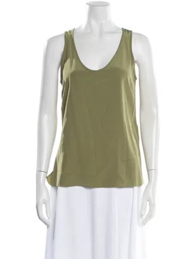 Pre-owned St John Silk Scoop Neck Top In Green