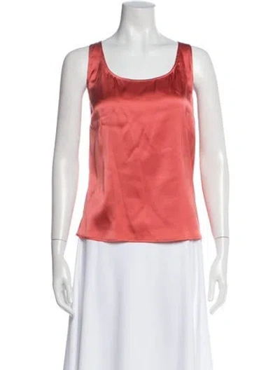 Pre-owned St John Silk Scoop Neck Top In Multi