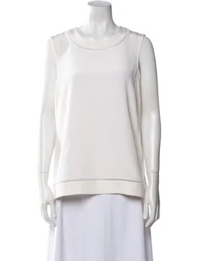 Pre-owned St John Silk Scoop Neck Top In Neutral