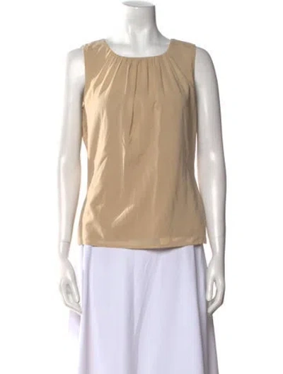 Pre-owned St John Silk Scoop Neck Top In Neutral
