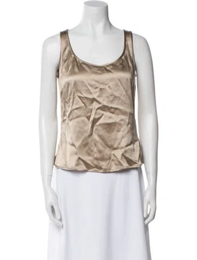 Pre-owned St John Silk Scoop Neck Top In Neutral
