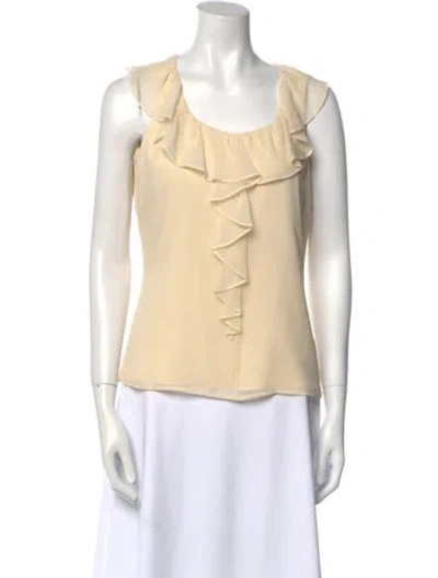 Pre-owned St John Silk Scoop Neck Top In Neutral