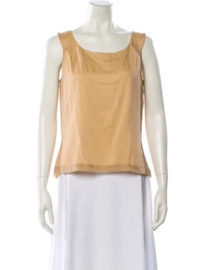 Pre-owned St John Silk Scoop Neck Top In Neutral