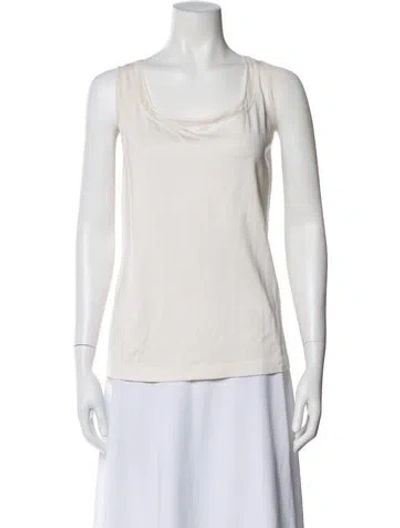 Pre-owned St John Silk Scoop Neck Top In Neutral